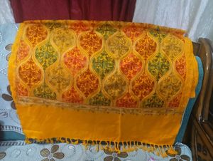 Embroidered Yellow Pashmina Stole.