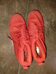 Red Lace-Up Sneakers