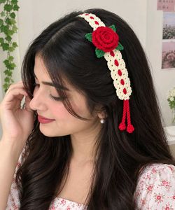 Handmade Crochet Rose Headband