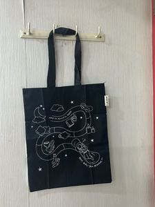 Cute Black Tote Bag with Graphic Print