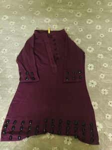 Maroon Kurta with Embellishments