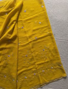 Yellow Embroidered Saree