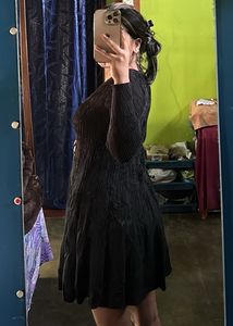 Black Stretchable Woolen Dress For Winter