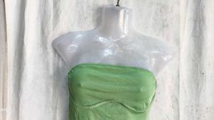 Green Ribbed Strapless Tube Top