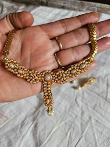 New Elegant Pearl &amp; Gold Necklace Set