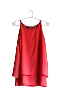 Chic Coral Layered Top with Embellished Neckline