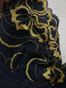 Elegant Black &amp; Yellow Floral Bra