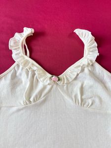 Savana Off White Ruffle Sleeveless Top