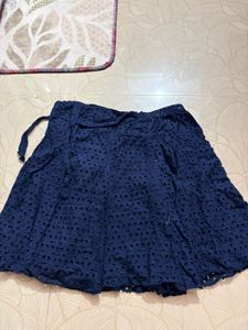 Navy Blue Eyelet Skirt