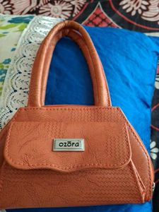 Orange Textured Handbag