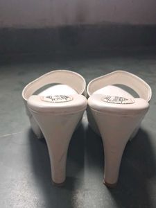 White Croc Print Heeled Mules