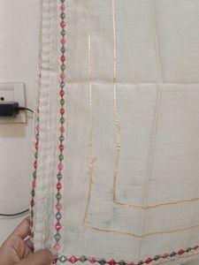 Cream Embroidered Set with Dupatta