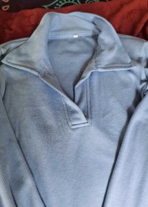 Light Blue Collared Pullover Top