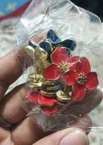 Charming Red Flower Stud Earrings
