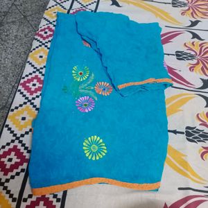 blue saree with blouse