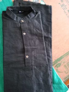 Ben Martin Black Mandarin Collar Shirt