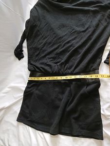 Cocktail Black Slip Dress With Long Sleeve