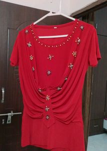 Red Embellished Top