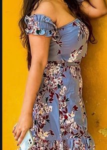 Chic Floral Print Off-Shoulder Dress