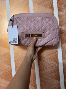 Love Moschino Pink Quilted Crossbody With Flaw