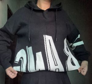 Cropped hoodie with BANG typography
