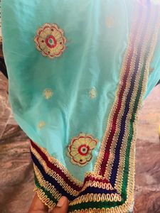 Beautiful Teal Embroidered Saree