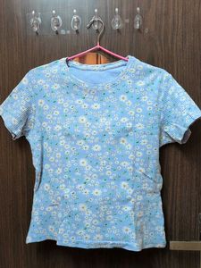 Light Blue Floral Print Top