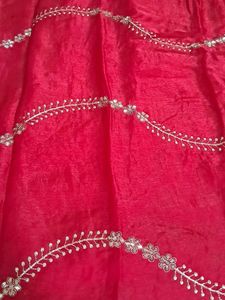 Elegant Red Embroidered Saree