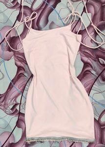 Chic Pink Spaghetti Strap Mini Dress