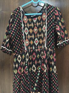 Bohemian Print Kurta with Tassels
