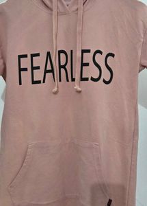 Pink Hoodie Dress with "FEARLESS" Graphic