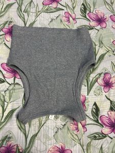 Grey Ribbed Cropped Tank Top