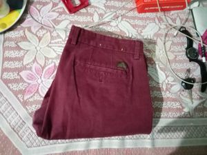 Men's Slim Fit Burgundy Trousers