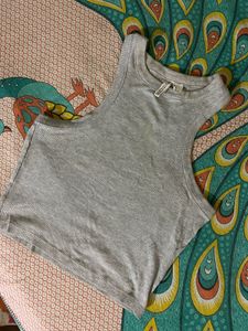 Grey Ribbed Tank Top