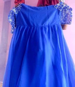 Royal Blue Embroidered  party gown