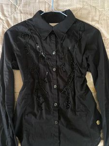 Y2K Diesel Elegant Black Beaded Button-Up Shirt