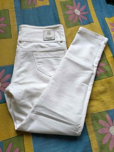 White Jeans with Black Stripe Detail