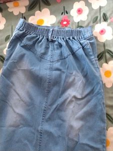 Light Wash Denim Maxi Skirt
