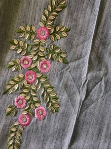 Embroidered Grey Kurta