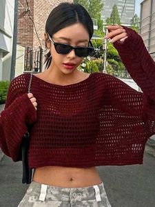 Burgundy Knit Crop Top