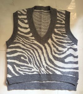 Grey Zebra Print Knit Vest