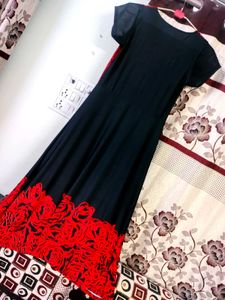 Red &amp; Black Floral Dress/Kurti
