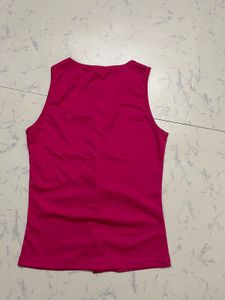 Vibrant Pink Sleeveless Button-Up Top