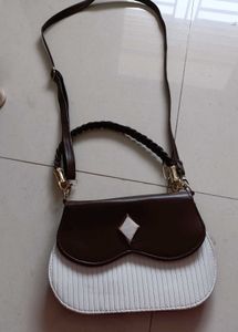 Chic Brown & White Shoulder Bag