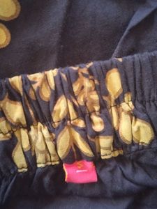 Navy Blue Skirt with Gold Print