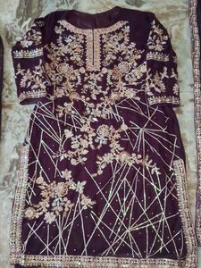 Elegant Purple Embroidered Suit