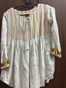 Embroidered White Tunic Top