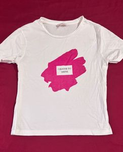 Mast &amp; Harbour White &amp; Pink Glitter T-Shirt