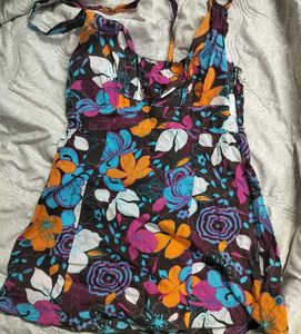 Vibrant Floral Halter Neck Top