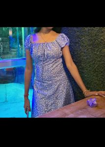 Blue Floral Midi Dress